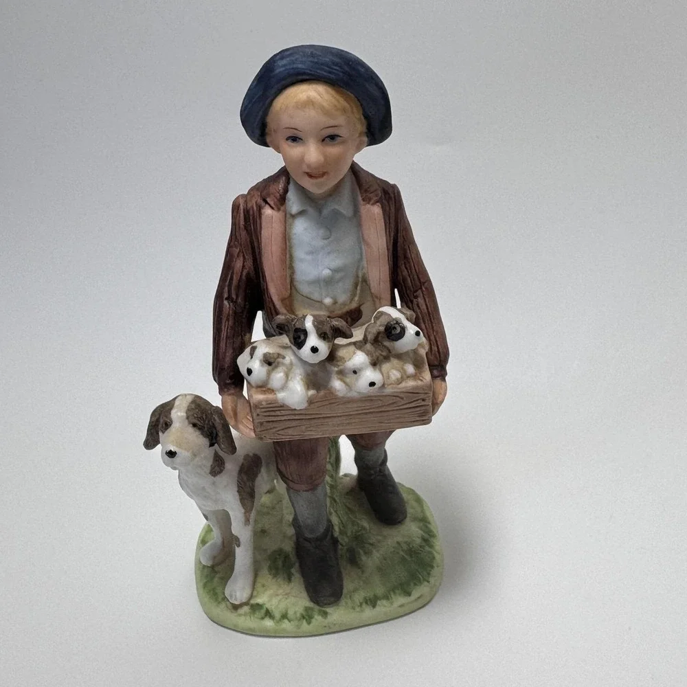 Vintage NRM, INC. Resin Statue Puppy Love By Norman Rockwell Multicolor Standard